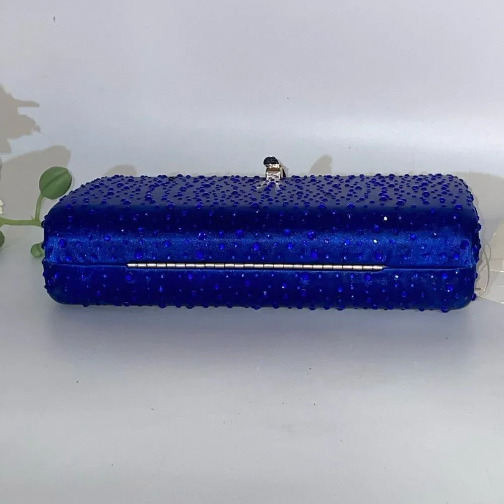 Elegant Blue Rhinestone Clutch Bag